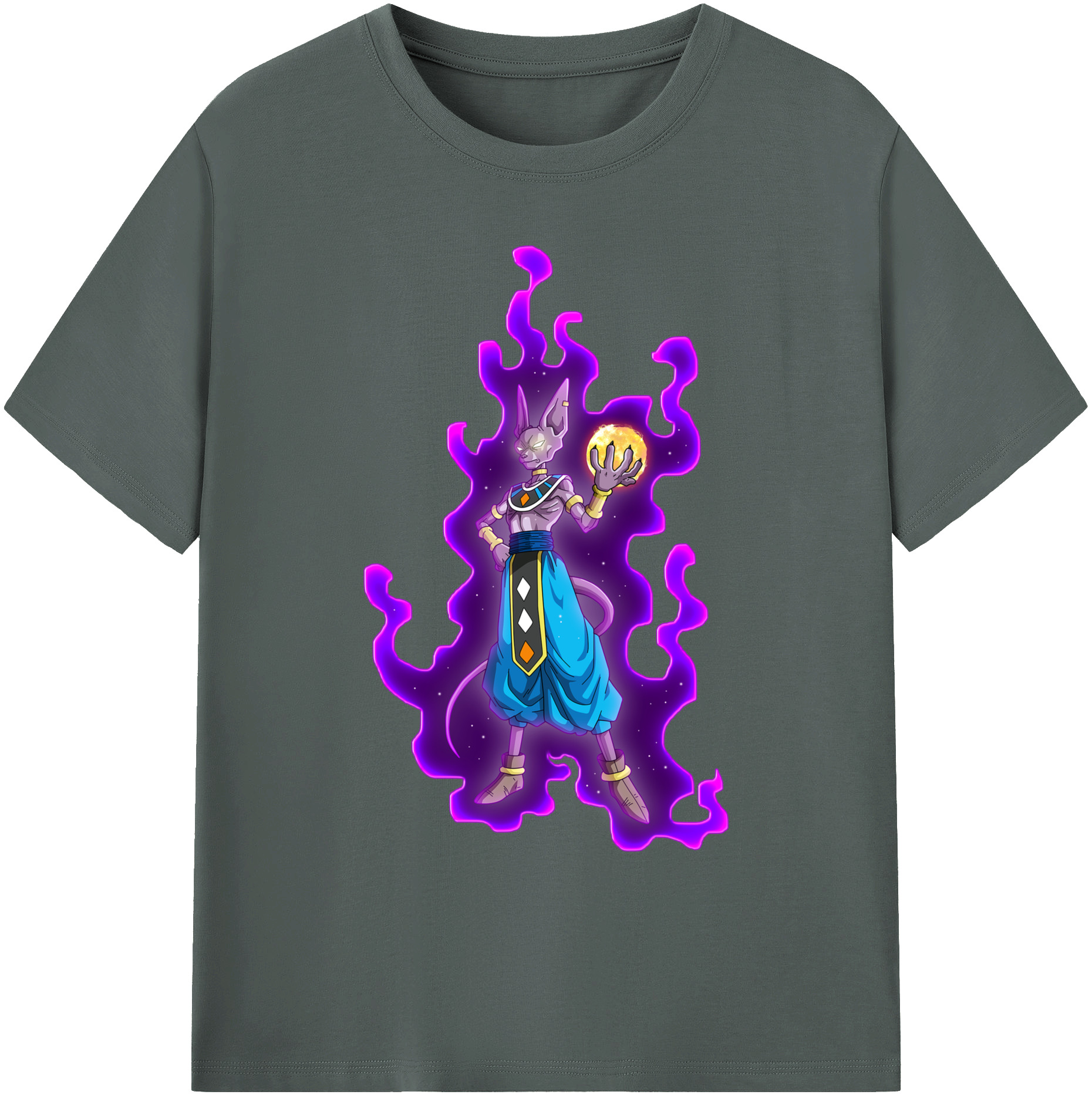 （画像用） ドラゴンボール ビルス 破壊神ビルス DRAGON BALL Beerus Birusu 綿100％ メンズ半袖Tシャツ｜肌触りやわらか＆通気性